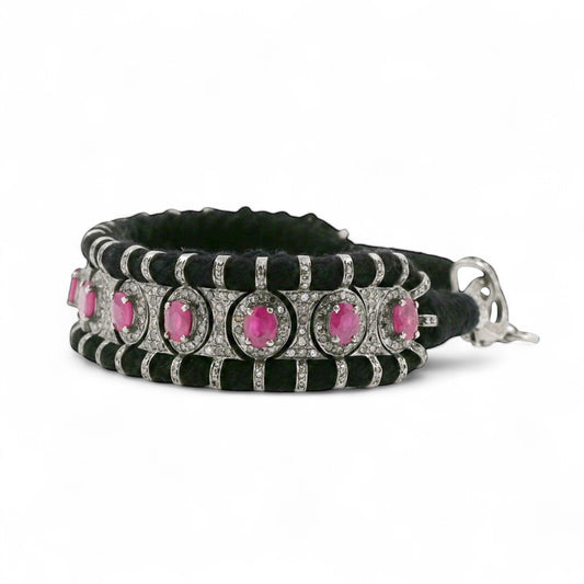 PULSERA PLATA RUBIES Y DIAMANTES