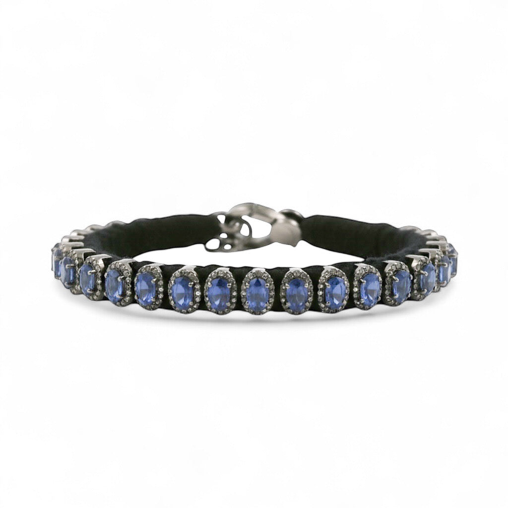 PULSERA PLATA ZAFIROS Y DIAMANTES
