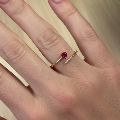 ANILLO ABIERTO RUBI Y DIAMANTES