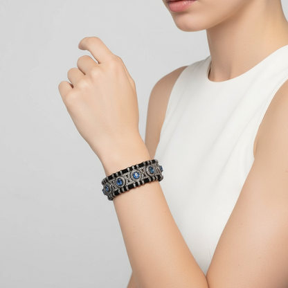 PULSERA PLATA ZAFIROS Y DIAMANTES