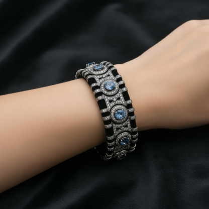 PULSERA PLATA ZAFIROS Y DIAMANTES