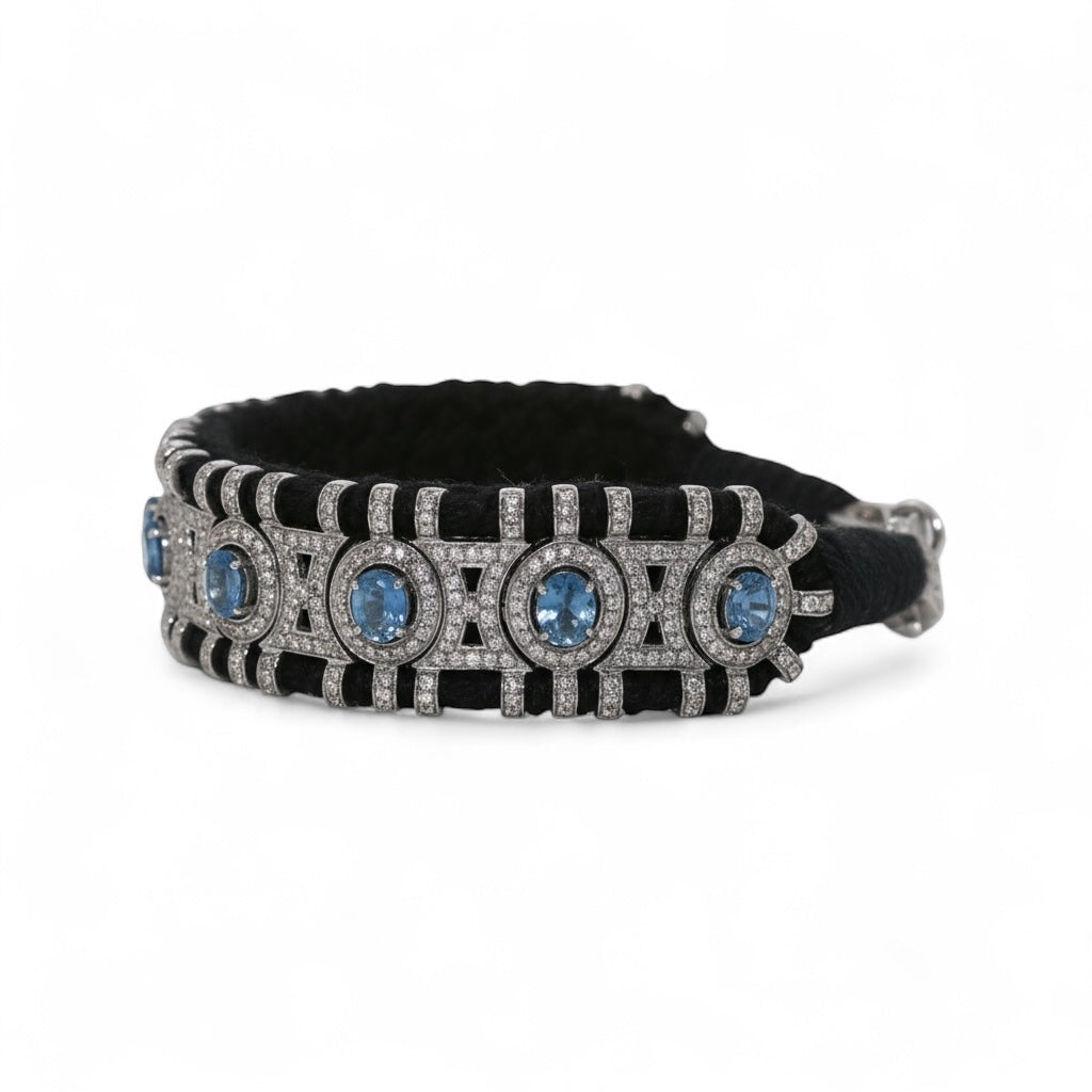 PULSERA PLATA ZAFIROS Y DIAMANTES
