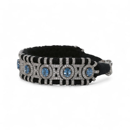 PULSERA PLATA ZAFIROS Y DIAMANTES