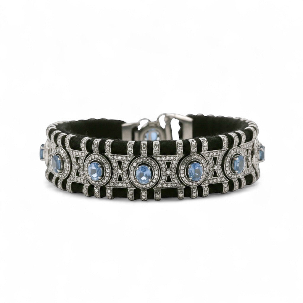 PULSERA PLATA ZAFIROS Y DIAMANTES