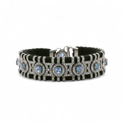 PULSERA PLATA ZAFIROS Y DIAMANTES