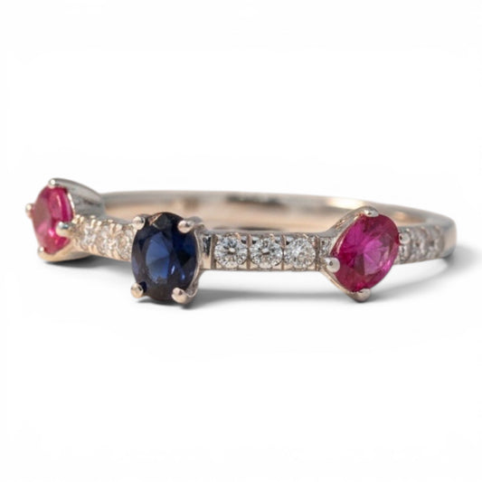 ANILLO ZAFIRO Y RUBIES