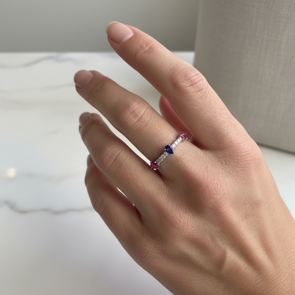 ANILLO ZAFIRO Y RUBIES