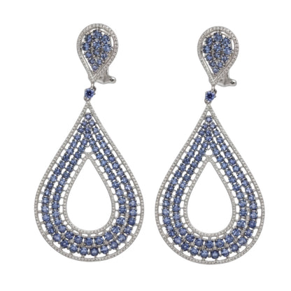 ARETES LARGOS ZAFIRO Y DIAMANTES