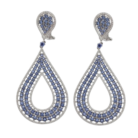 ARETES LARGOS ZAFIRO Y DIAMANTES