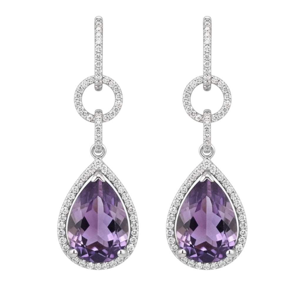 ARETES LARGOS AMATISTA DIAMANTES
