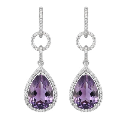 ARETES LARGOS AMATISTA DIAMANTES