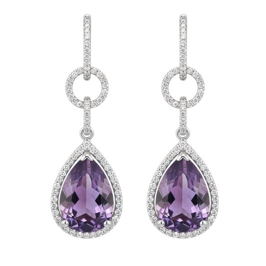ARETES LARGOS AMATISTA DIAMANTES