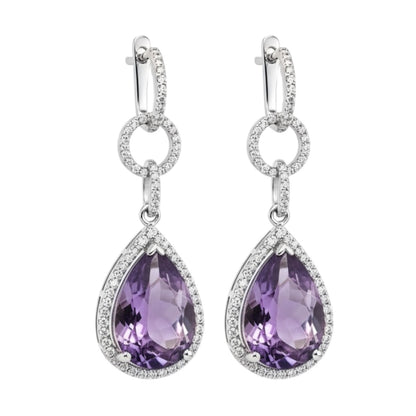 ARETES LARGOS AMATISTA DIAMANTES