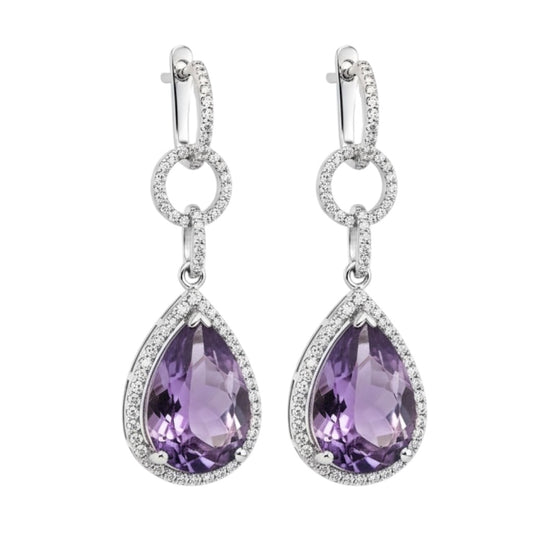 ARETES LARGOS AMATISTA DIAMANTES