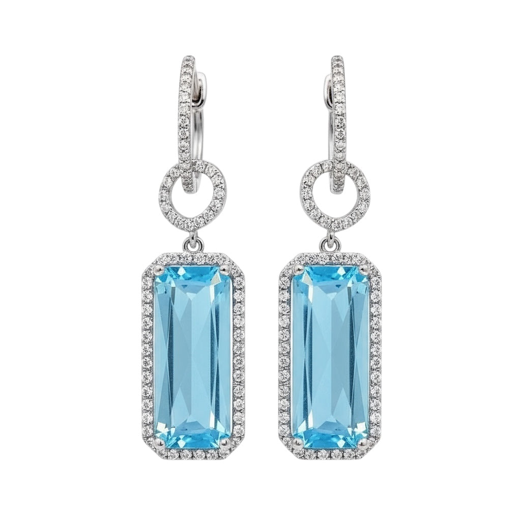 ARETES LARGOS TOPACIO Y DIAMANTES