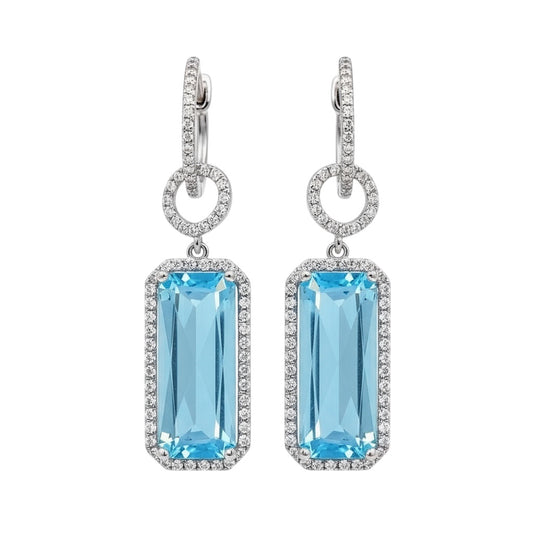 ARETES LARGOS TOPACIO Y DIAMANTES