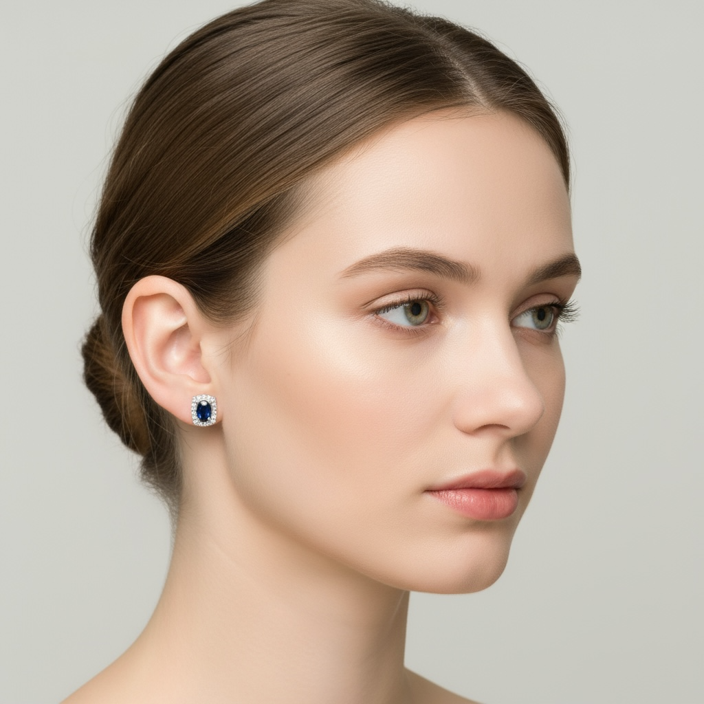 ARETES RECTANGLO ZAFIRO
