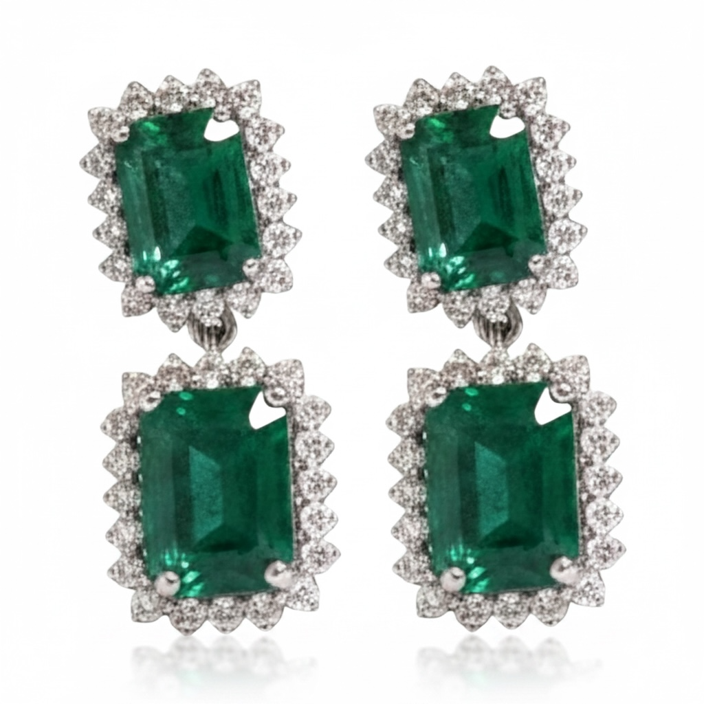 ARETES LARGOS ESMERALDA DOBLES