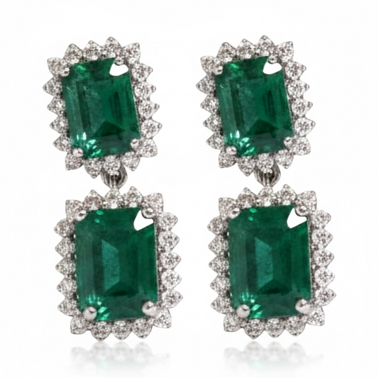 ARETES LARGOS ESMERALDA DOBLES
