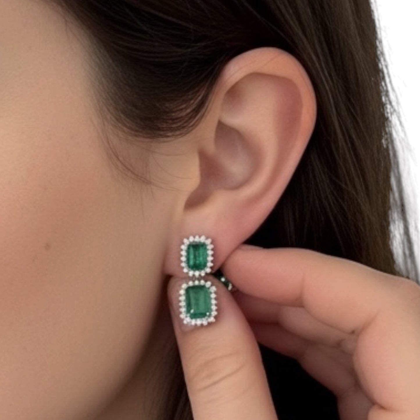 ARETES LARGOS ESMERALDA DOBLES