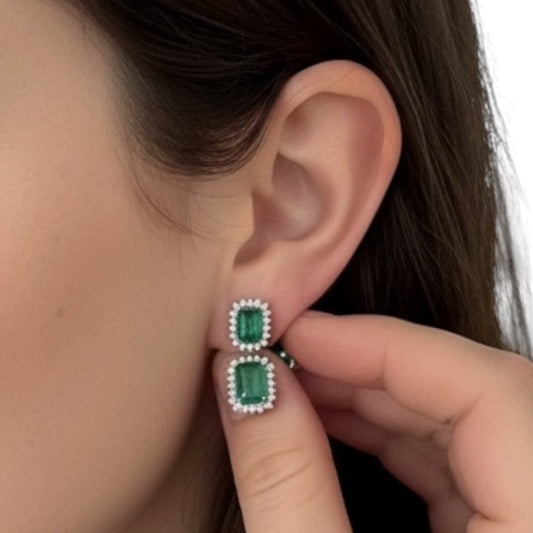 ARETES LARGOS ESMERALDA DOBLES