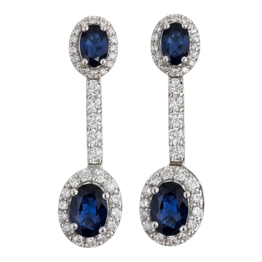 ARETES LARGOS DOBLES ZAFIRO
