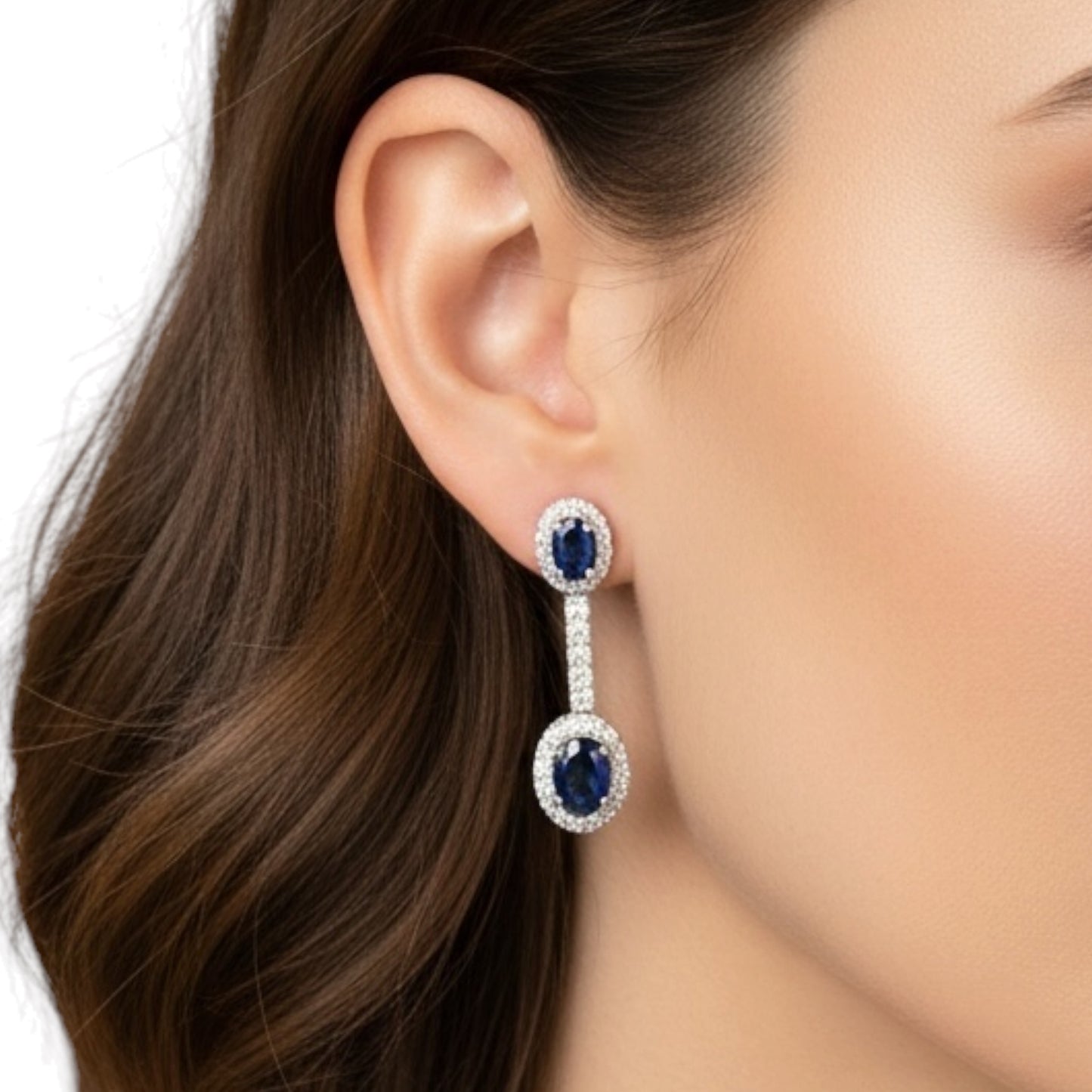ARETES LARGOS DOBLES ZAFIRO