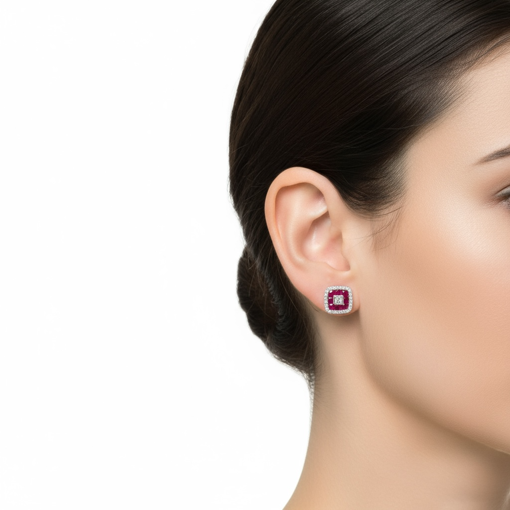 ARETES CUADRADOS RUBI