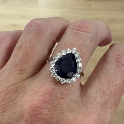 ANILLO GOTA ZAFIRO Y DIAMANTES