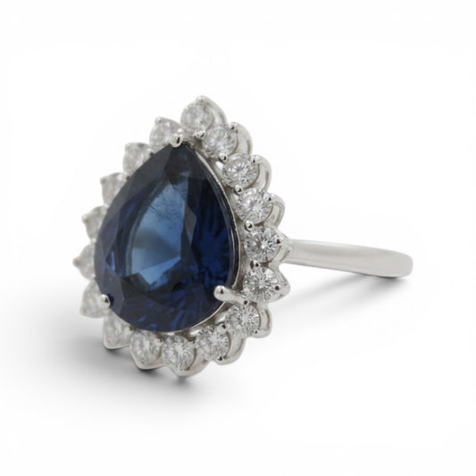 ANILLO GOTA ZAFIRO Y DIAMANTES