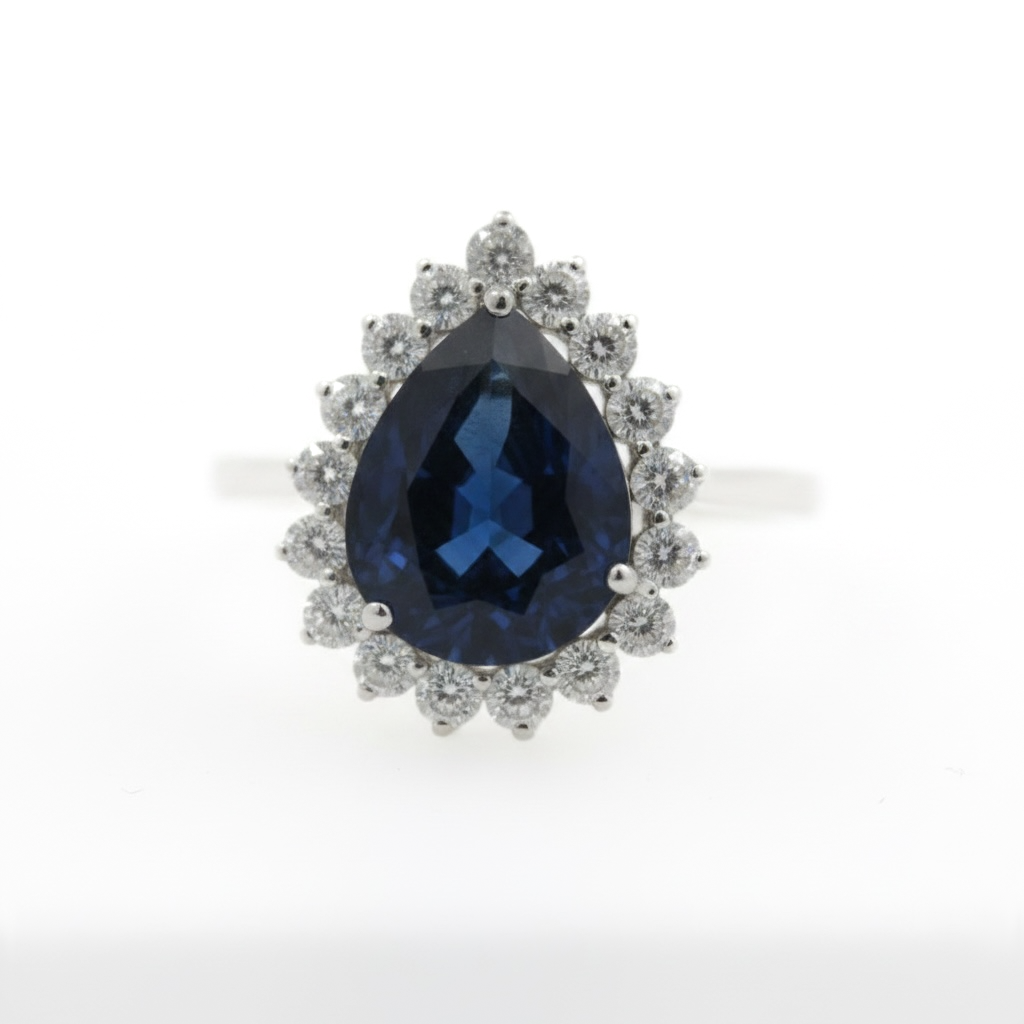 ANILLO GOTA ZAFIRO Y DIAMANTES
