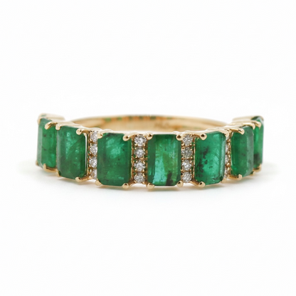 ANILLO ESMERALDA Y DIAMANTES