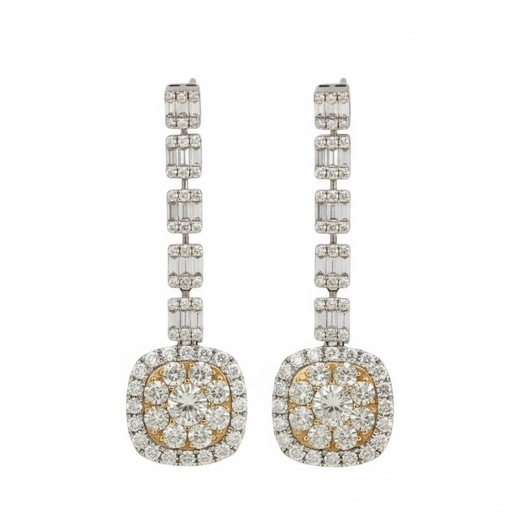 ARETES LARGOS DIAMANTES AMARILLOS