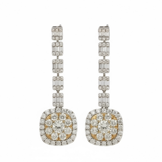 ARETES LARGOS DIAMANTES AMARILLOS