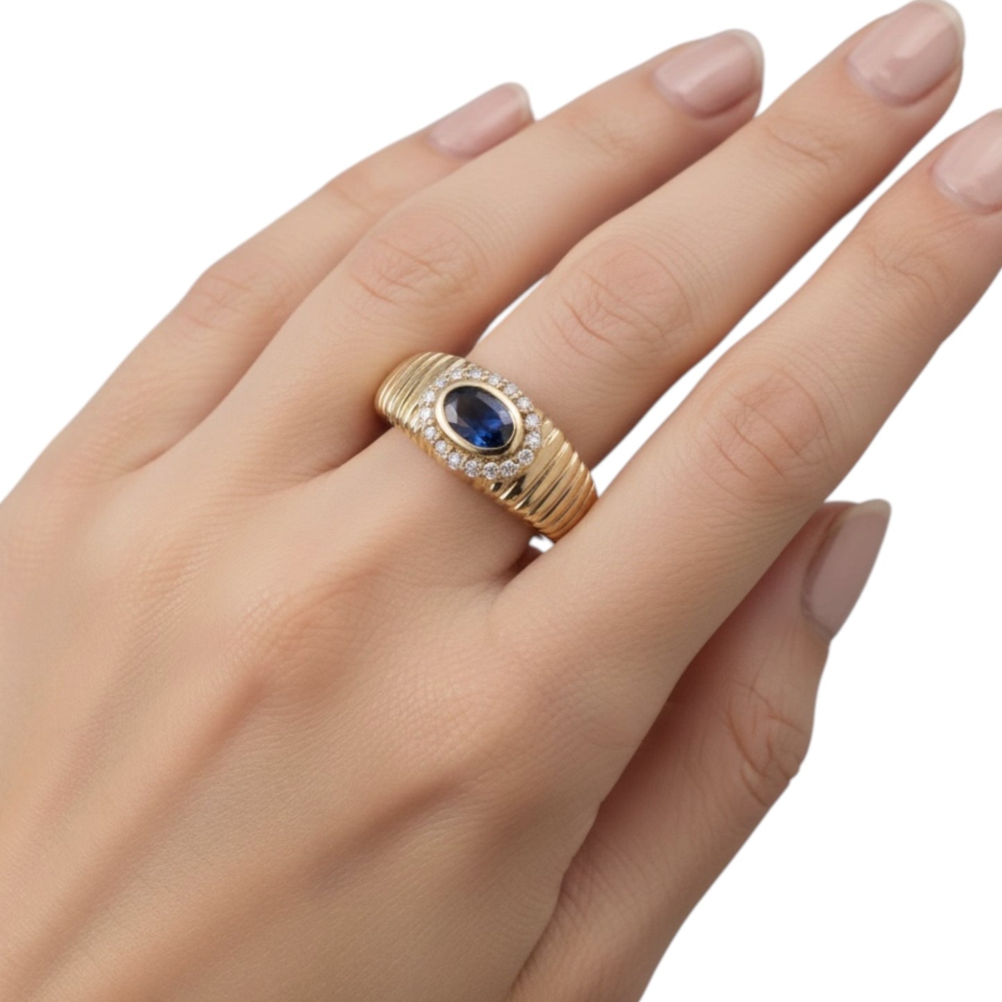 ANILLO ESTRIADO ZAFIRO Y DIAMANTES