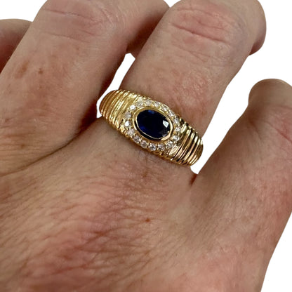 ANILLO ESTRIADO ZAFIRO Y DIAMANTES