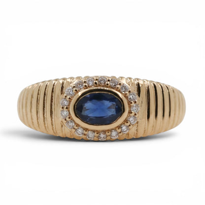 ANILLO ESTRIADO ZAFIRO Y DIAMANTES