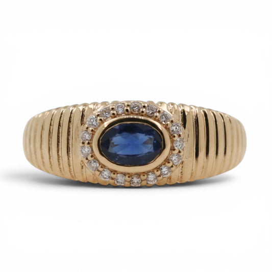 ANILLO ESTRIADO ZAFIRO Y DIAMANTES