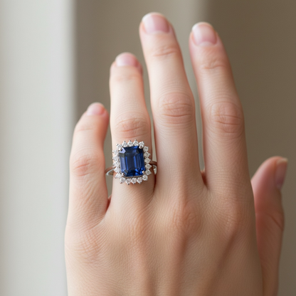 ANILLO RECTANGULAR ZAFIRO