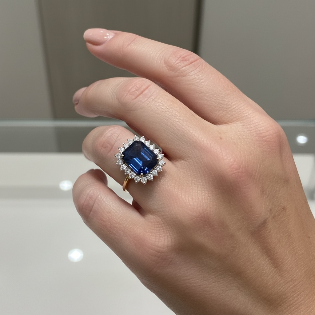 ANILLO RECTANGULAR ZAFIRO