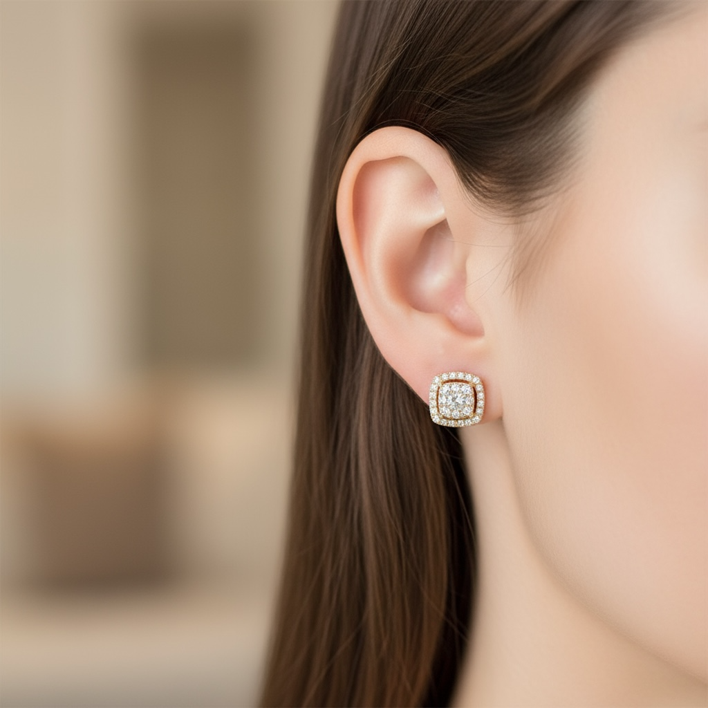 ARETES CUADRADOS ORO AMARILLO
