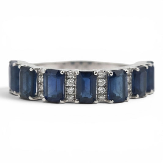 ANILLO ZAFIROS Y DIAMANTES