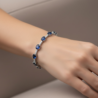 PULSERA ZAFIRO OVAL DIAMANTES