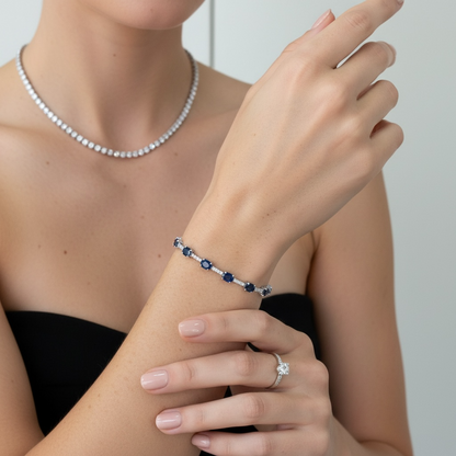 PULSERA ZAFIRO OVAL DIAMANTES