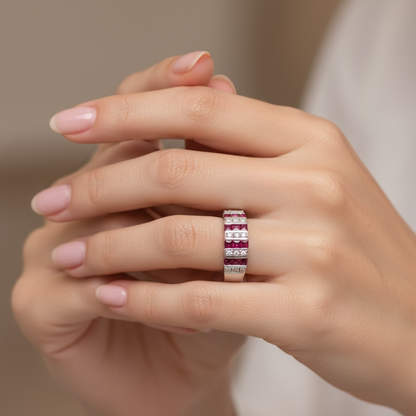 ANILLO RUBIES Y DIAMANTES