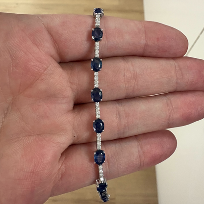 PULSERA ZAFIRO OVAL DIAMANTES