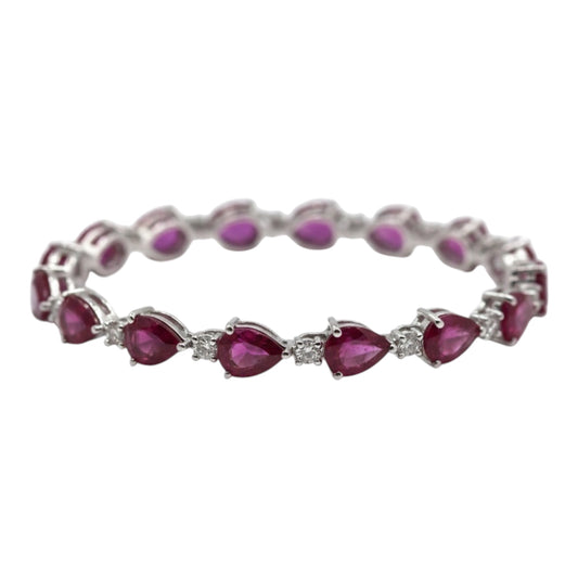 PULSERA RUBI GOTA OVAL DIAMANTES