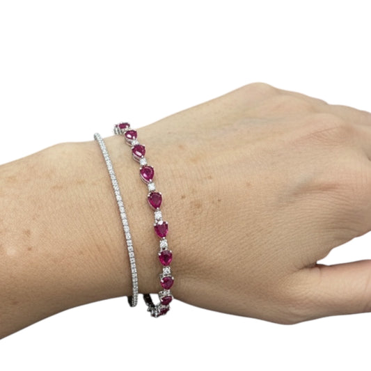 PULSERA RUBI GOTA OVAL DIAMANTES