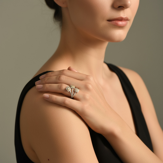 ANILLO TRIPLE DIAMANTES AMARILLOS