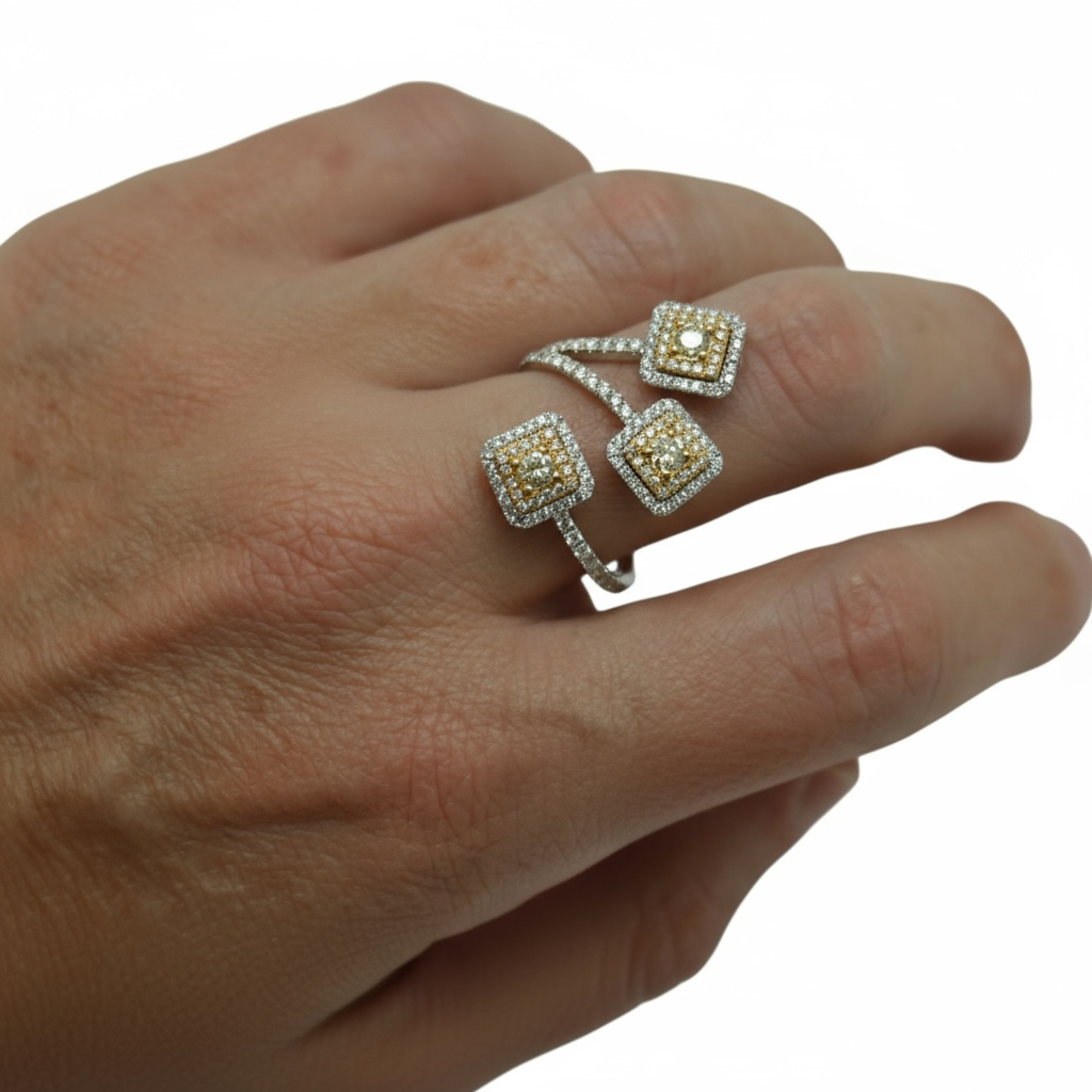ANILLO TRIPLE DIAMANTES AMARILLOS